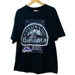 Vintage 90's Colorado Rockies MLB Logo‎ 7 Graphic T-shirt Single Stitch Made USA